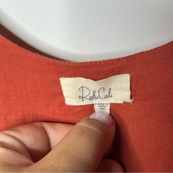 Rahi Cali Burnt Orange Floral Embroidered Wrap Maxi Dress, Medium - Picture 5 of 11